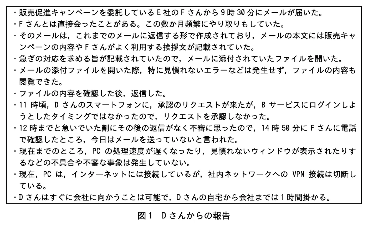 図1 D さんからの報告